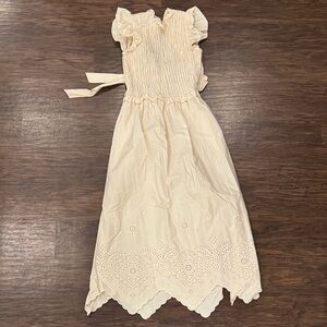 Cream Women’s Dress with Ruffled Sleeves